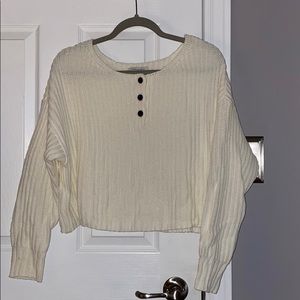 White knit cropped sweater